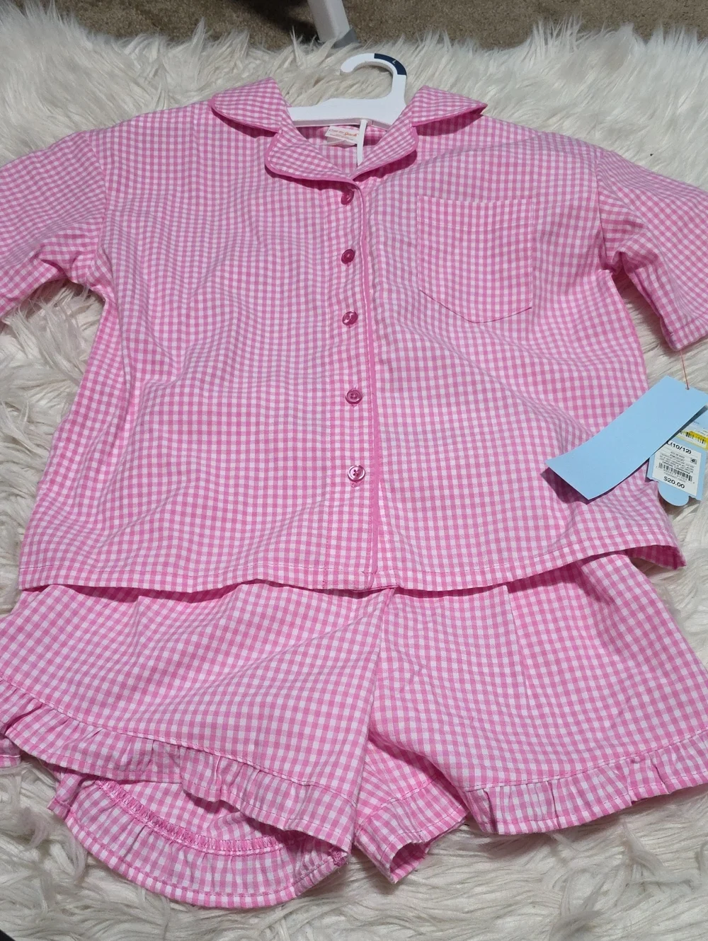 NWT Cat & Jack Pink Plaid 2 Pc Pajamas- L Or 10/12